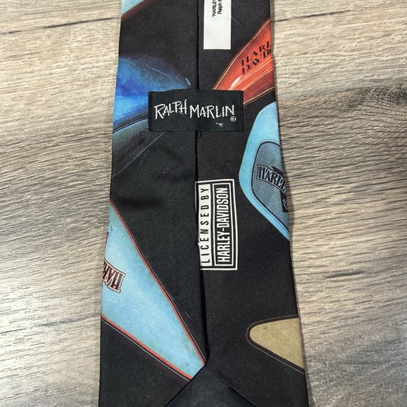 Vintage Ralph Marlin - Harley Davidson Motorcycle Neck Tie Custom Tanks 1994 - Picture 3 of 4